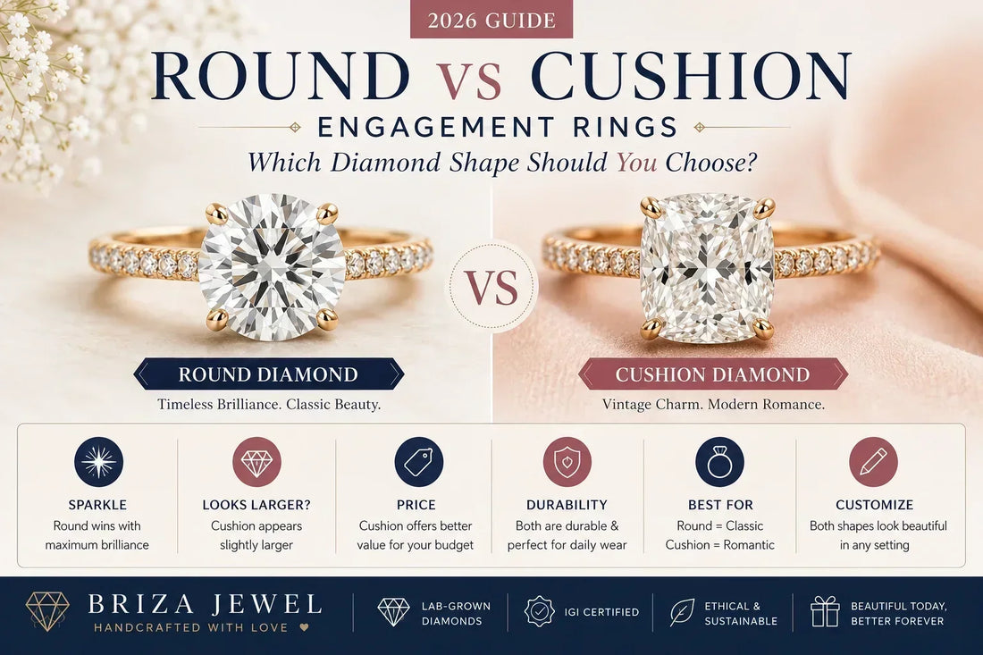 Round vs Cushion Engagement Rings: Which Diamond Shape Should You Choose? (2026 Guide)