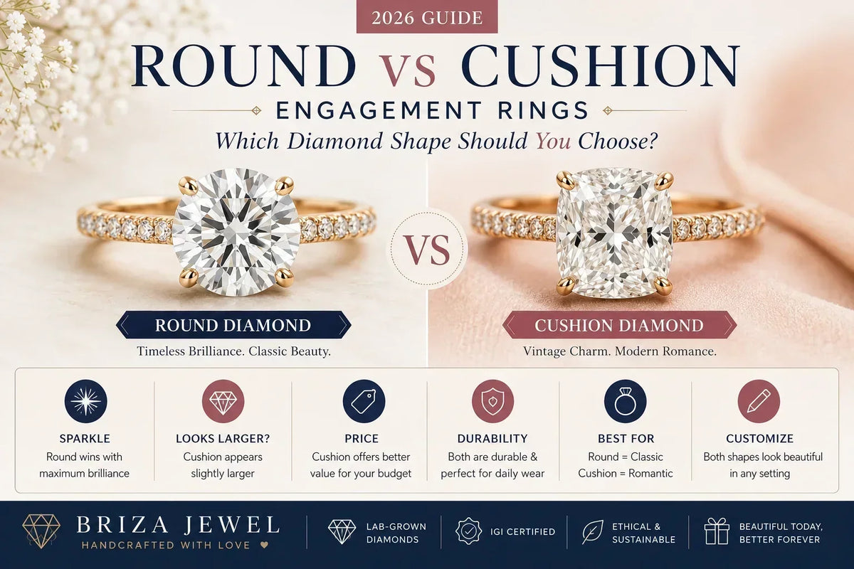Round vs Cushion Engagement Rings: Which Diamond Shape Should You Choose? (2026 Guide)