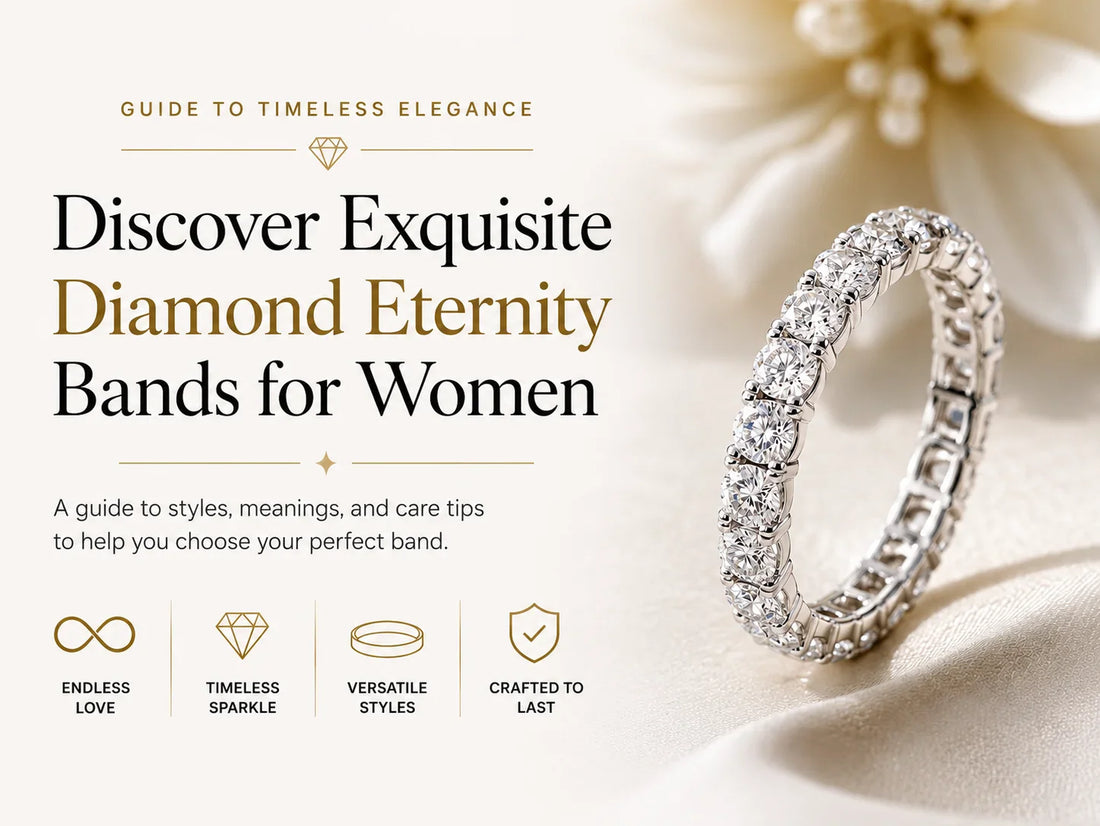 Sparkling diamond eternity bands for women symbolize endless love. By Briza Jewel