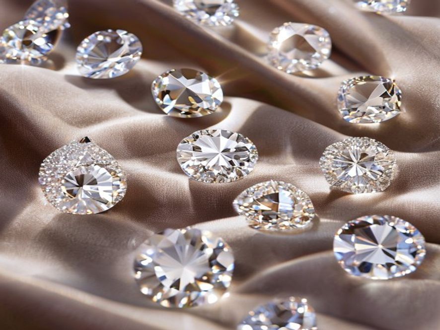 A diverse collection of popular diamond shapes, showing different cuts for jewelry.