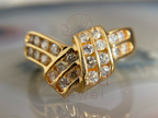 Vintage Moissanite Ring with Gold Knot Cocktail Style