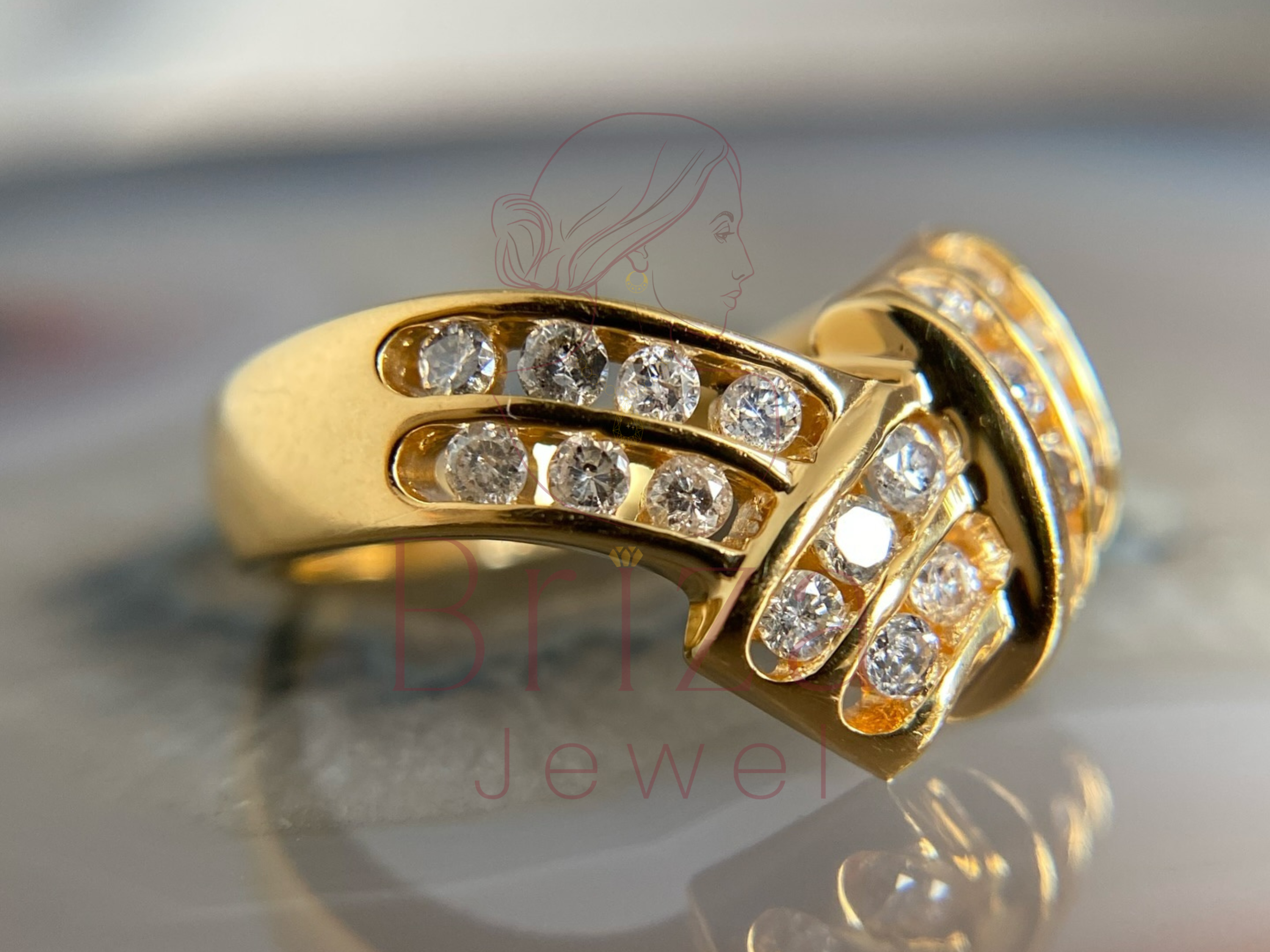 gold knot-style cocktail jewelry with sparkling center stone