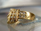 Vintage Moissanite Ring with Gold Knot Cocktail Style