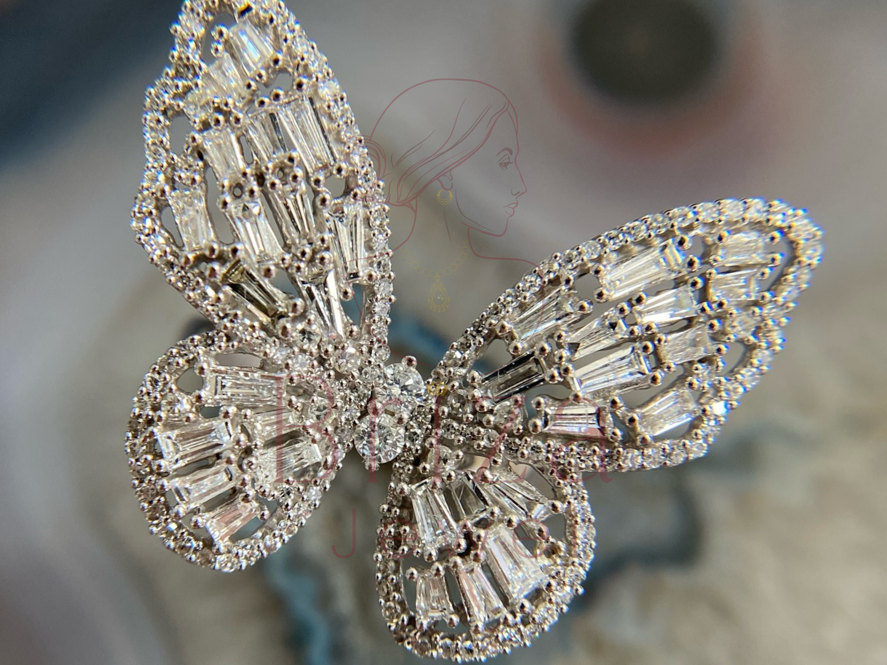 elegant butterfly design ring worn on hand lifestyle view