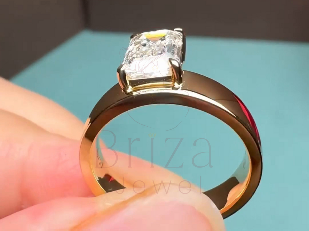 Lab Grown Engagement Ring | Emerald Cut Solitaire