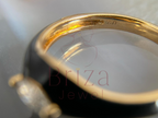 Black Marquise Ring | Enamel Moissanite Dainty Gold Ring