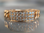 Gold Chain Ring | Iced Out Cuban Link Lab Diamond Band