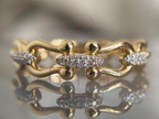 Elegant Diamond Ring | Gold Chain Link Lab Diamond Band