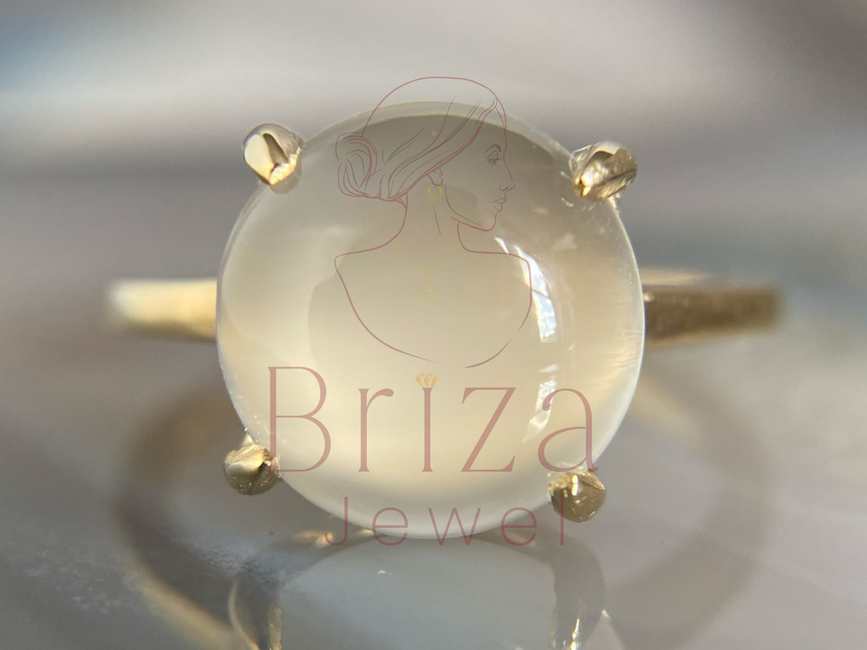 moonstone ring in 14K gold plated dainty stacking design