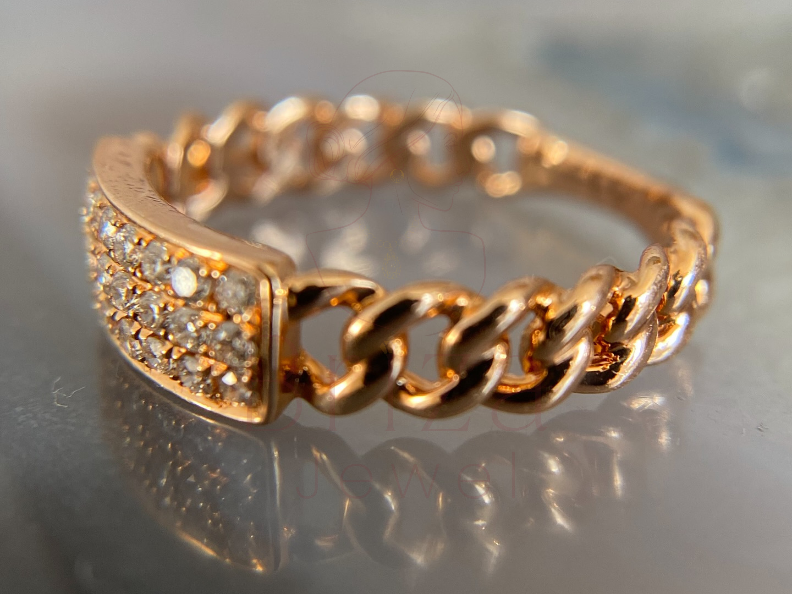 iced out cuban link diamond band detail