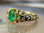 Vintage Emerald Ring with Classic Gold Enamel Birthstone