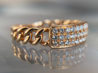 Gold Chain Ring | Iced Out Cuban Link Lab Diamond Band