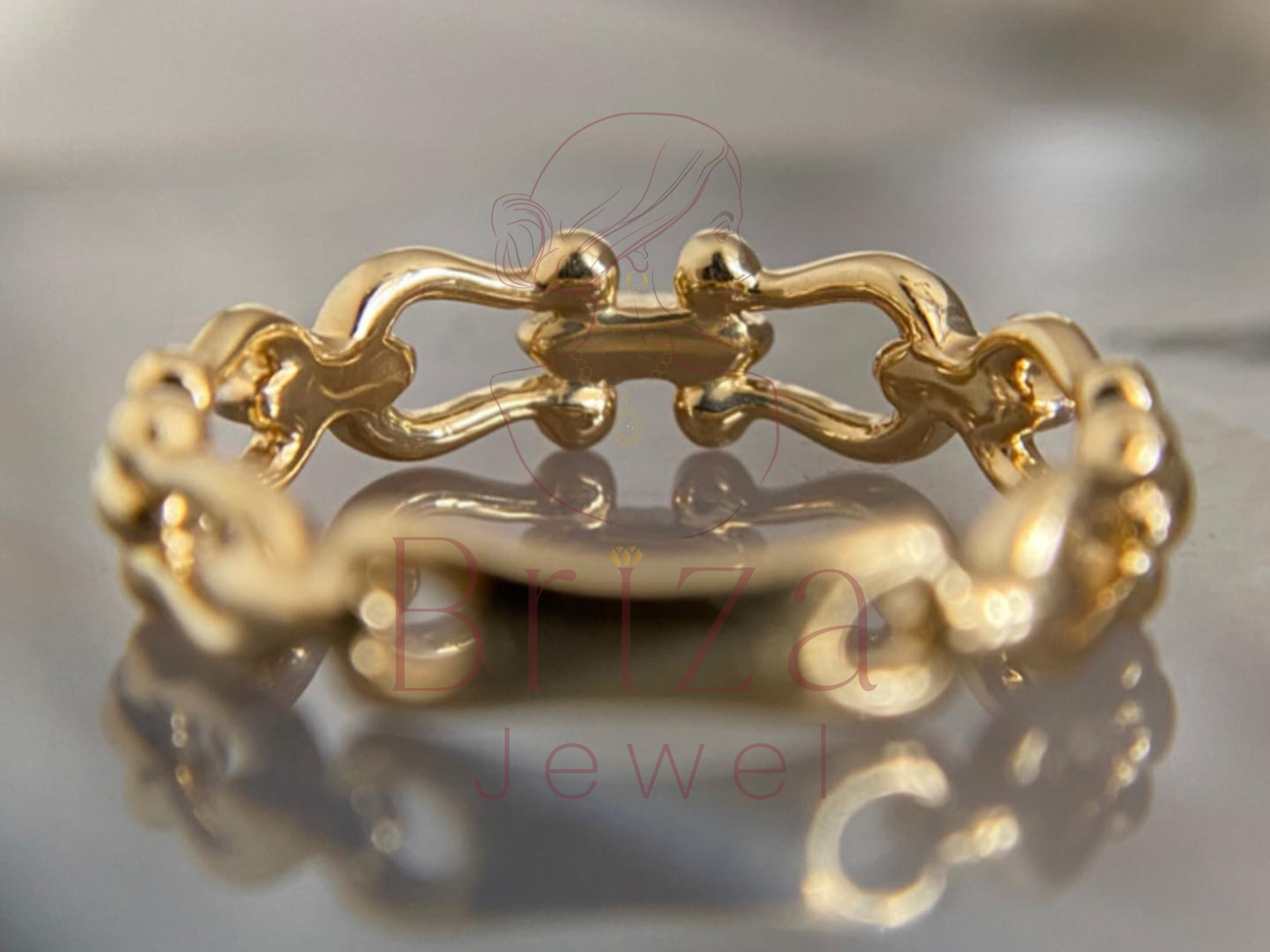 Elegant Diamond Ring | Gold Chain Link Lab Diamond Band