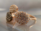 Champagne Diamond Ring | Rose Gold Triple Disc Statement