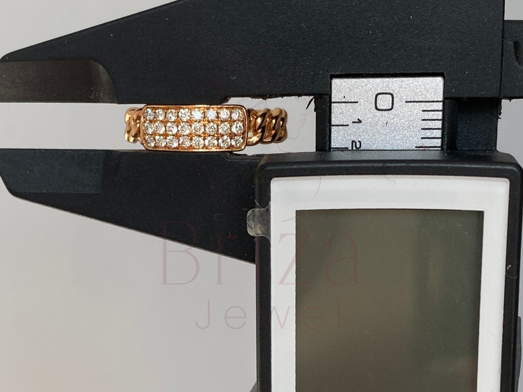 Gold Chain Ring | Iced Out Cuban Link Lab Diamond Band