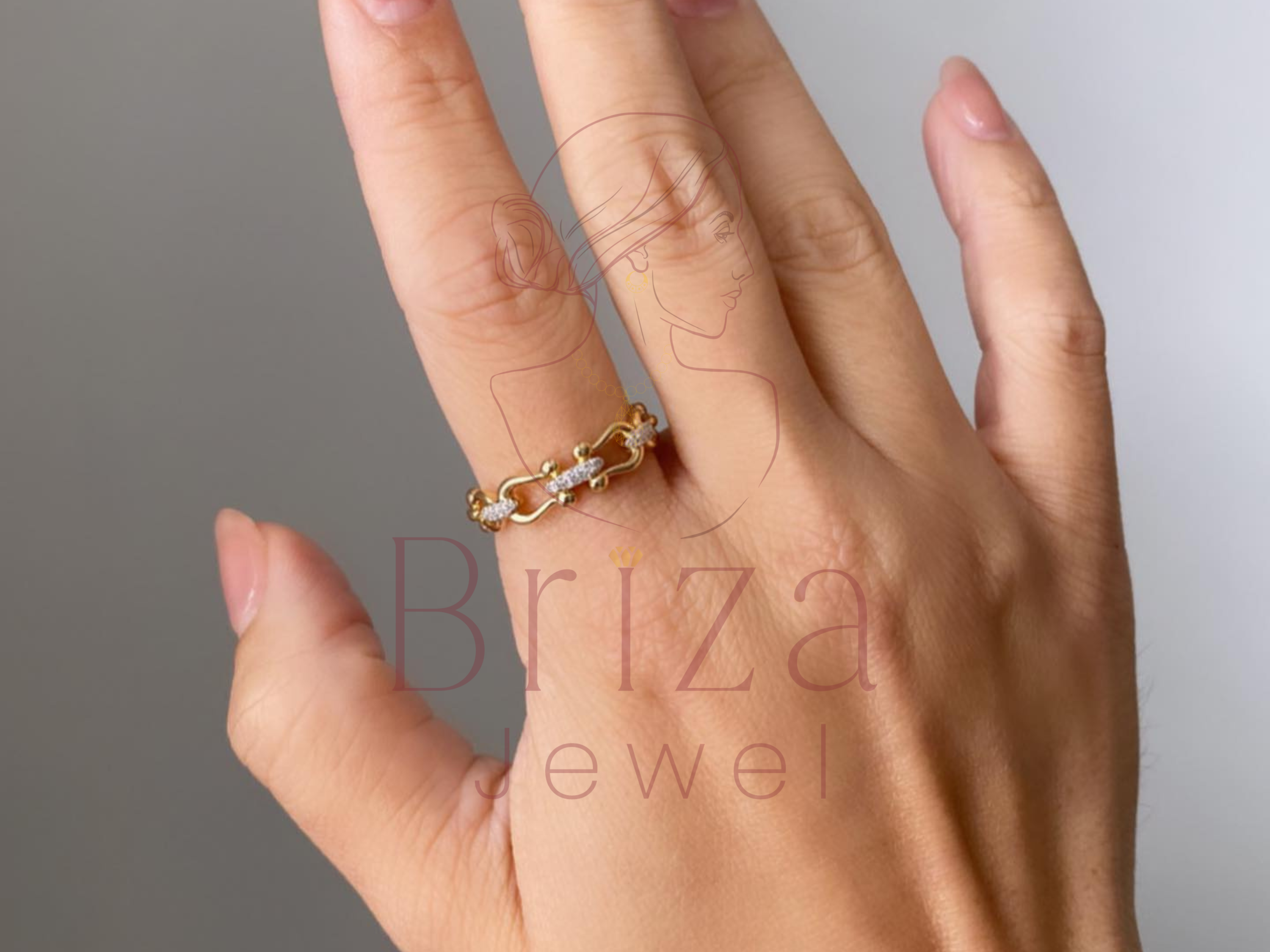 Elegant Diamond Ring | Gold Chain Link Lab Diamond Band
