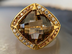 Smoky Quartz Gold Ring | Vintage Inspired Cocktail Jewelry