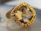 Smoky Quartz Gold Ring | Vintage Inspired Cocktail Jewelry