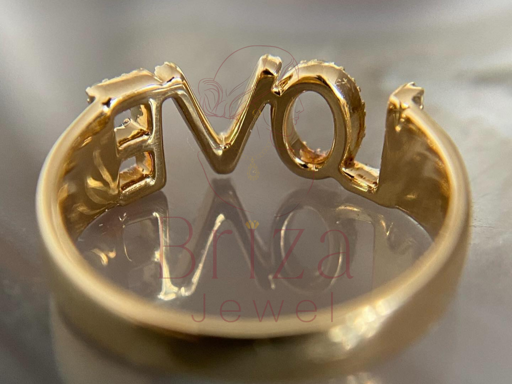 Love Diamond Ring | Personalized 14K Gold Word Ring