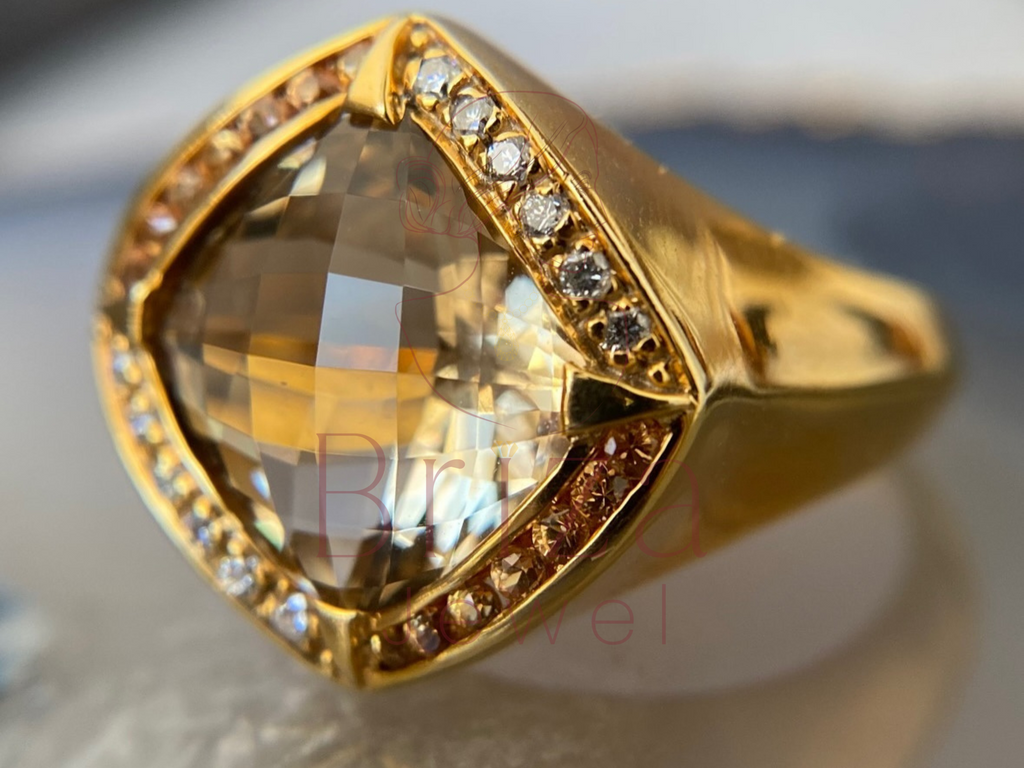 Smoky Quartz Gold Ring | Vintage Inspired Cocktail Jewelry