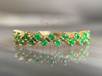 Emerald Cluster Ring | Gold May Birthstone Dainty Stacking Band