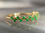 Emerald Cluster Ring | Gold May Birthstone Dainty Stacking Band