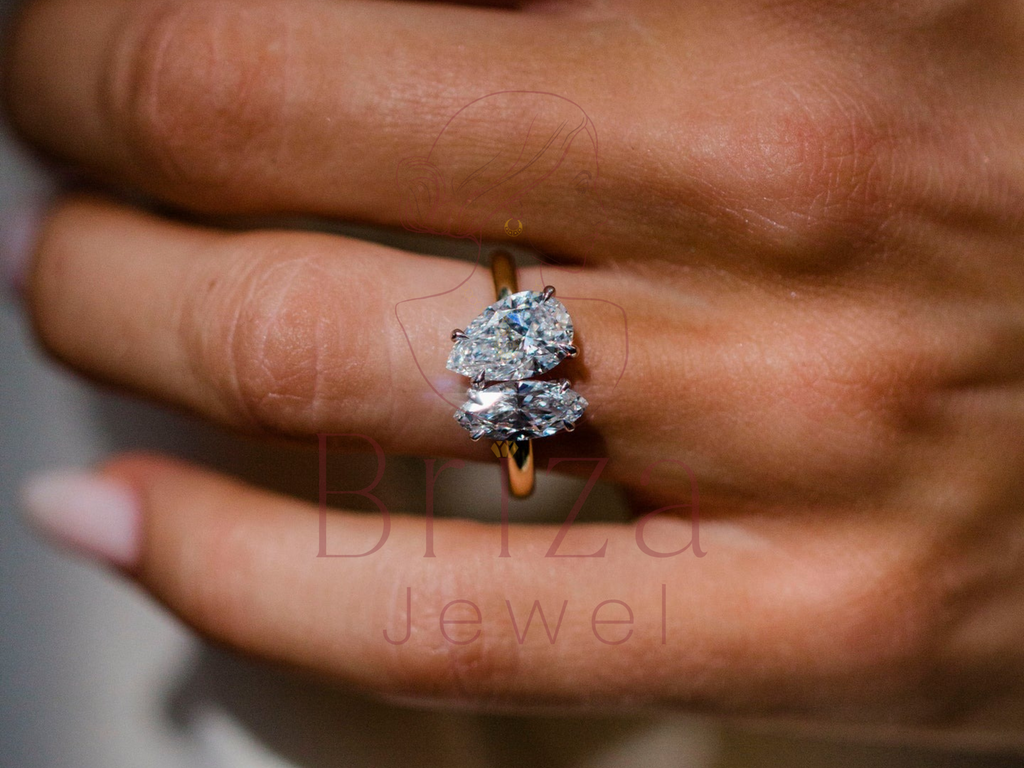 Marquise and Pear Diamond Ring | Toi et Moi 14K Gold Ring
