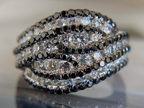 Black and White Diamond Ring with Art Deco Pavé Dome Design