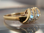 Gold Cocktail Ring with 18K Baguette Diamond Wave