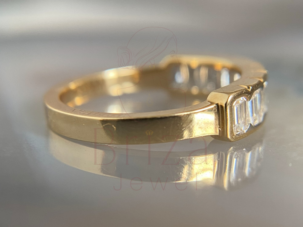 Emerald and Diamond Ring | Gold Eternity Wedding Band