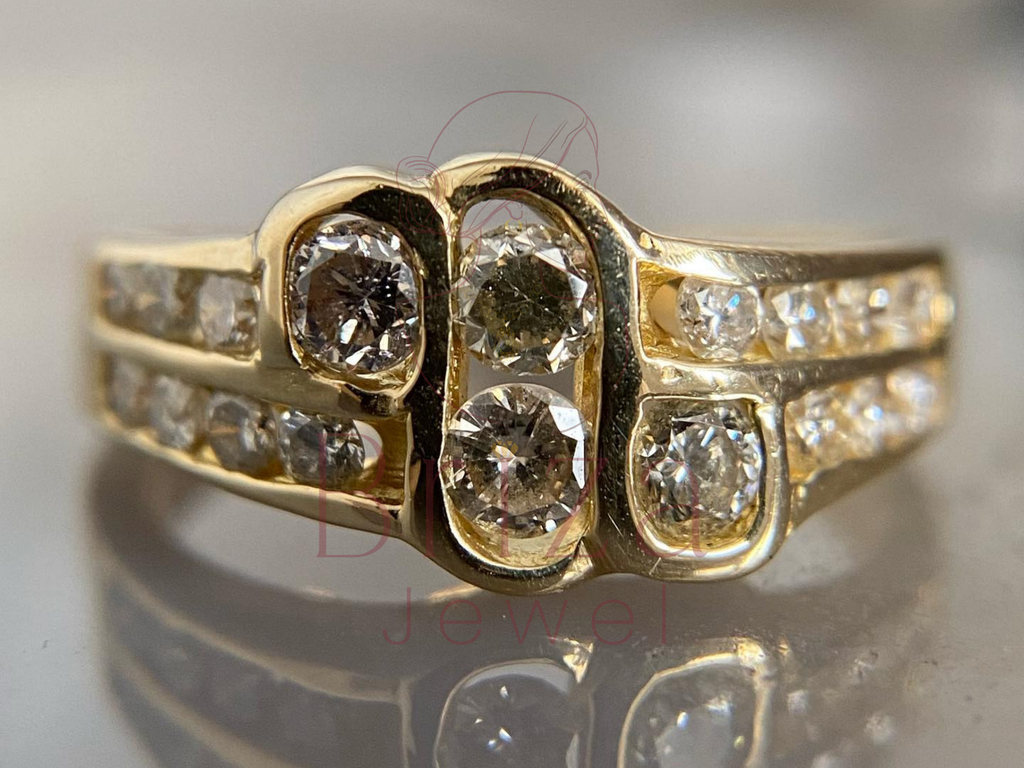 Real Diamond Ring for Men | Vintage Gold Bold Statement Band