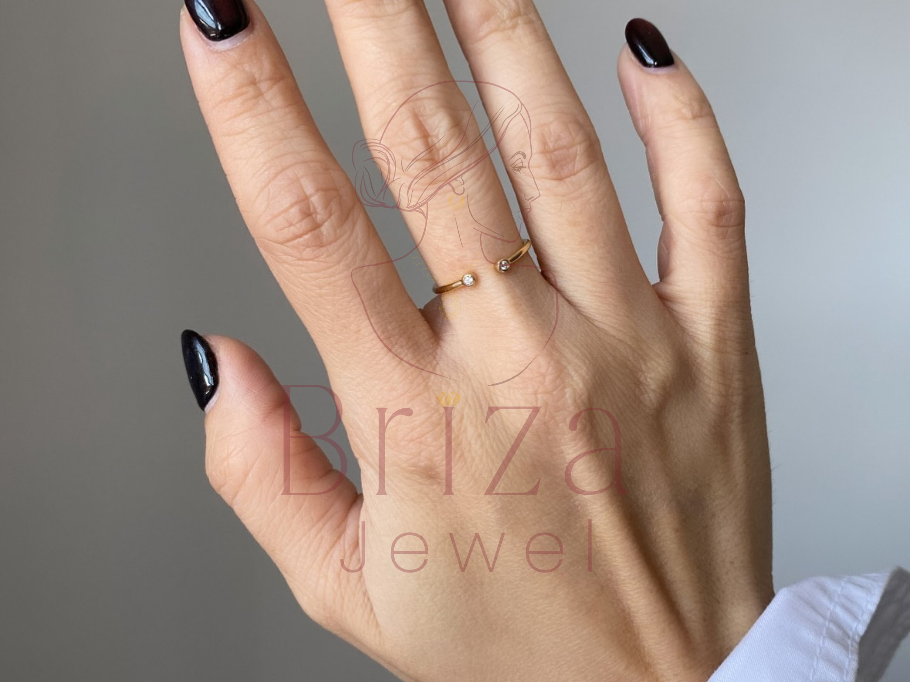 Gold Stacking Ring | Dainty Open Lab Diamond Design