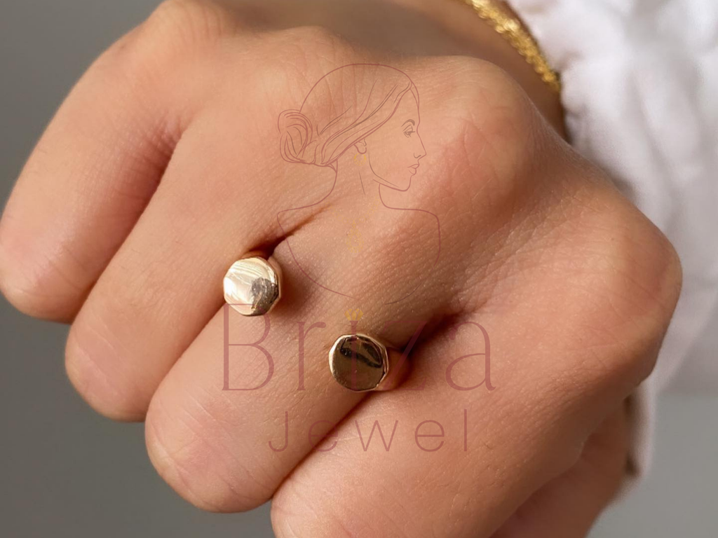 Octagon Ring | Modern Open End Geometric Gold Band