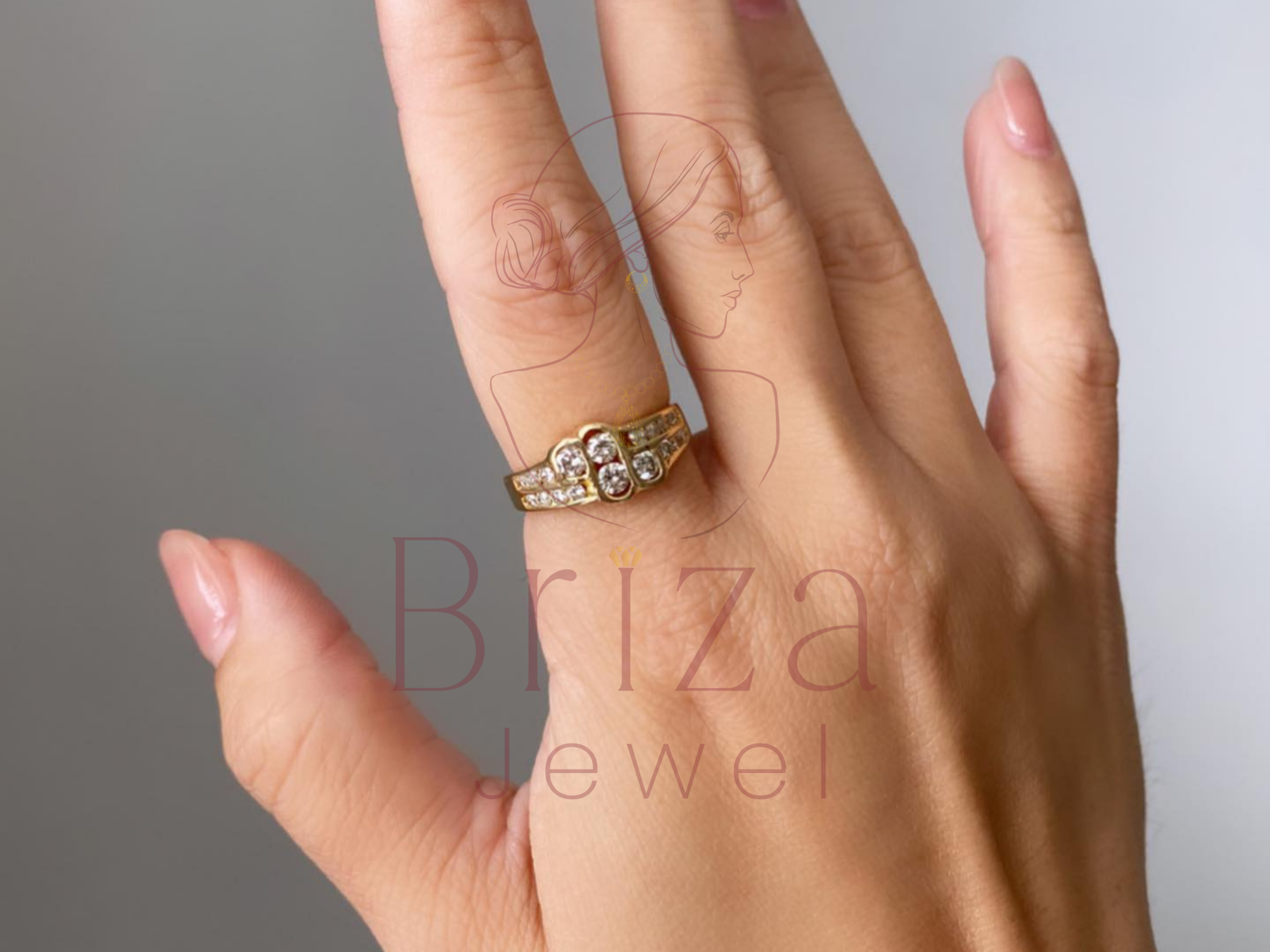 Real Diamond Ring for Men | Vintage Gold Bold Statement Band