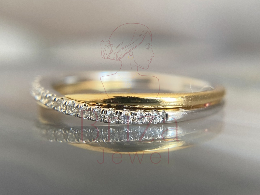 Two Tone Engagement Ring | Diamond Pavé Band Design