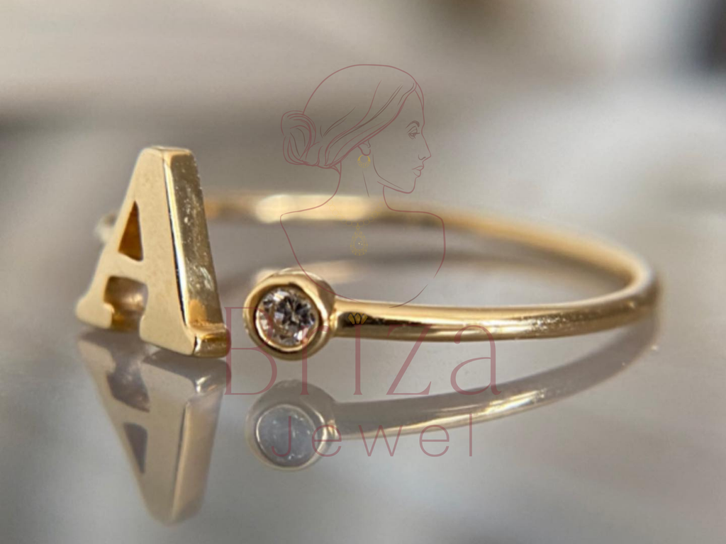 Elegant Alphabet Diamond Ring for Everyday Wear