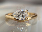 Pear Engagement Ring with Minimalist Teardrop Diamond