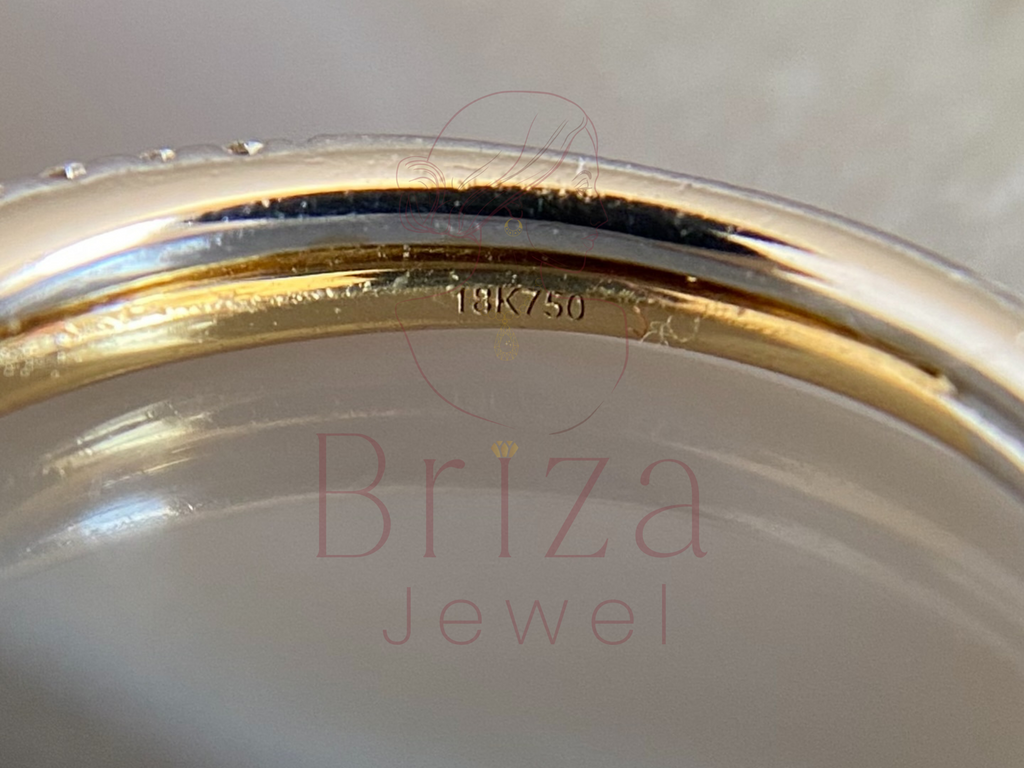 Two Tone Engagement Ring | Diamond Pavé Band Design