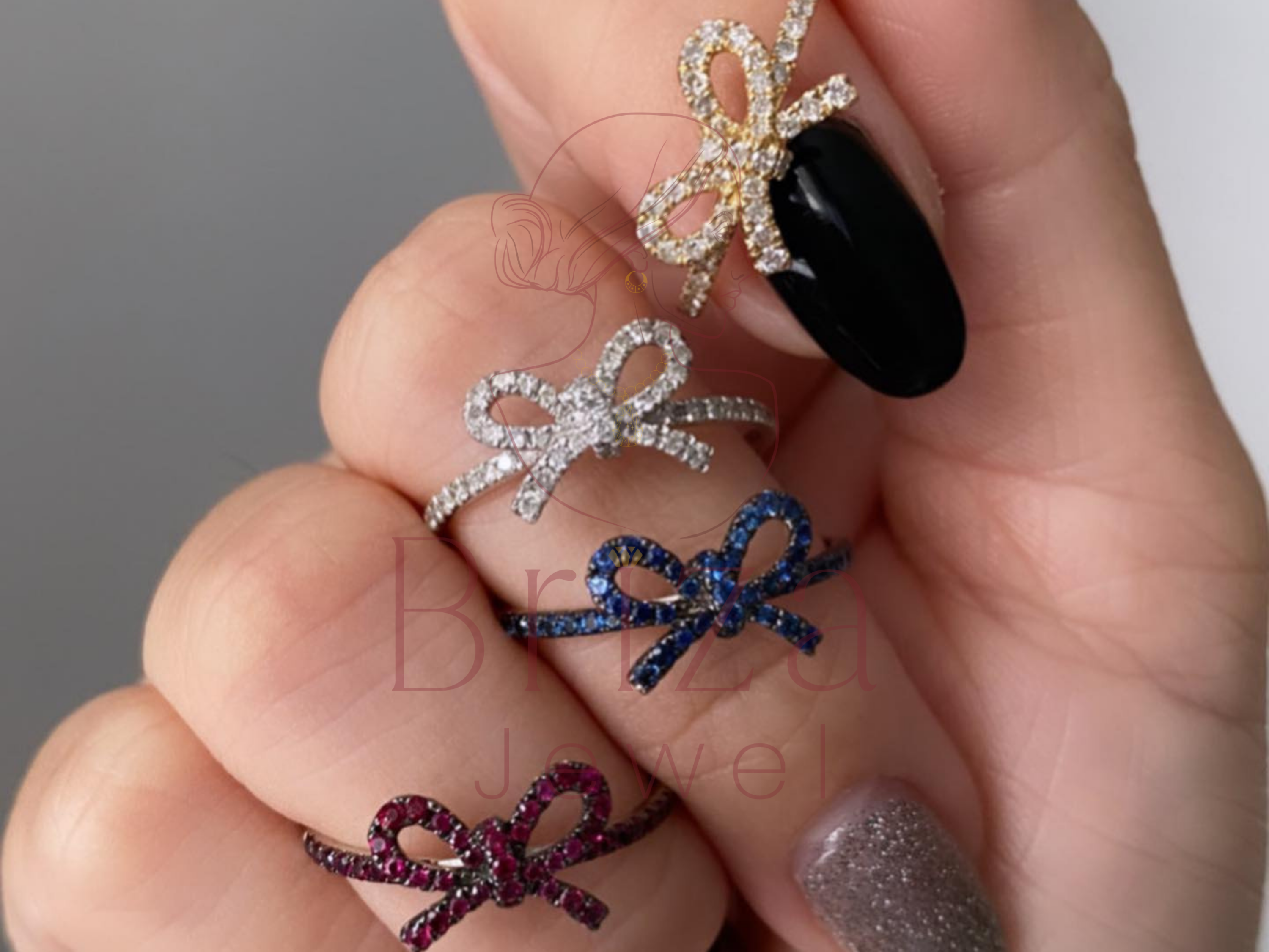 delicate moissanite jewelry with ribbon-style design