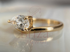 Pear Engagement Ring with Minimalist Teardrop Diamond