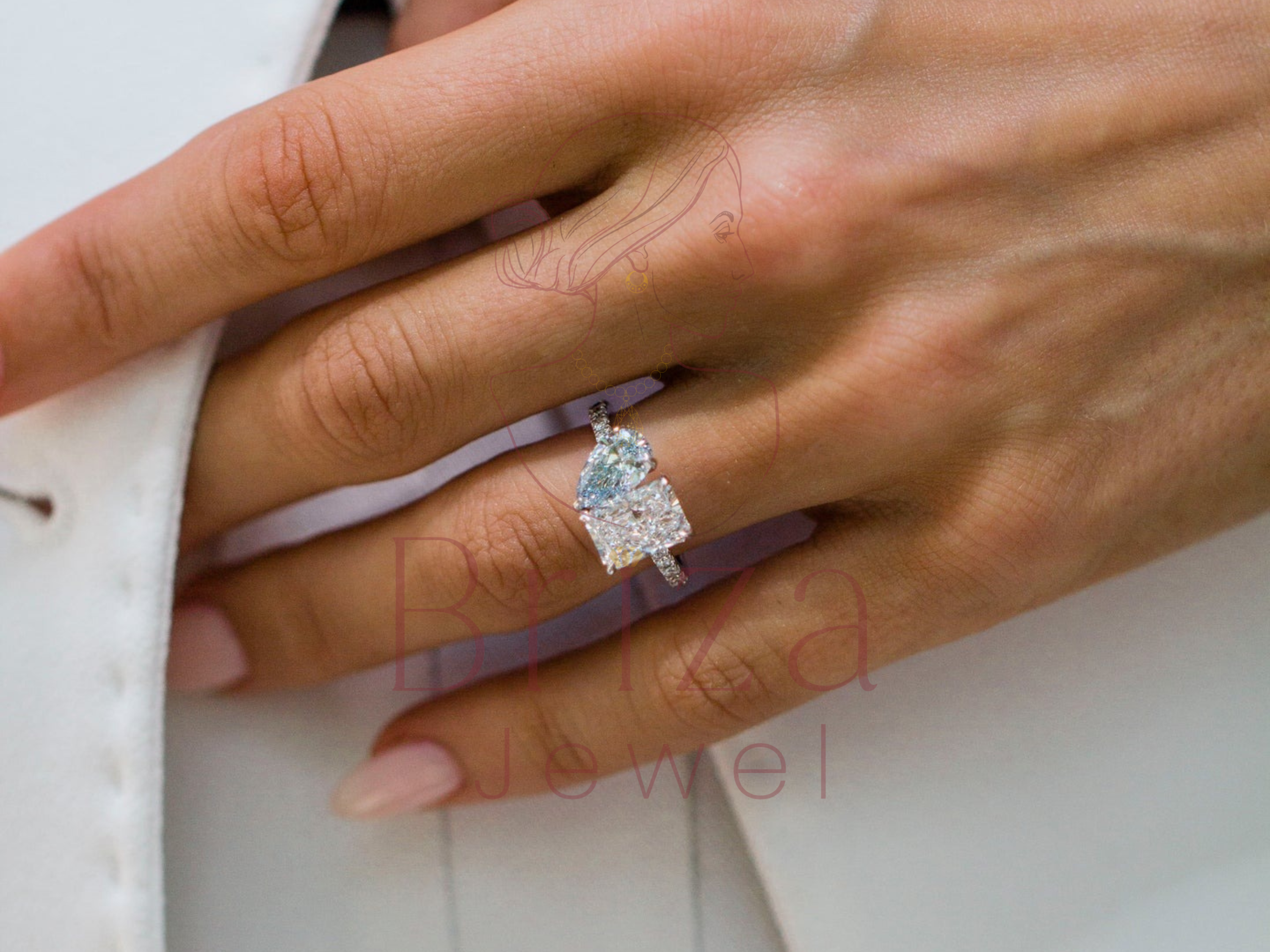 Mother Ring Two Stone – White Gold Toi et Moi Diamond Ring