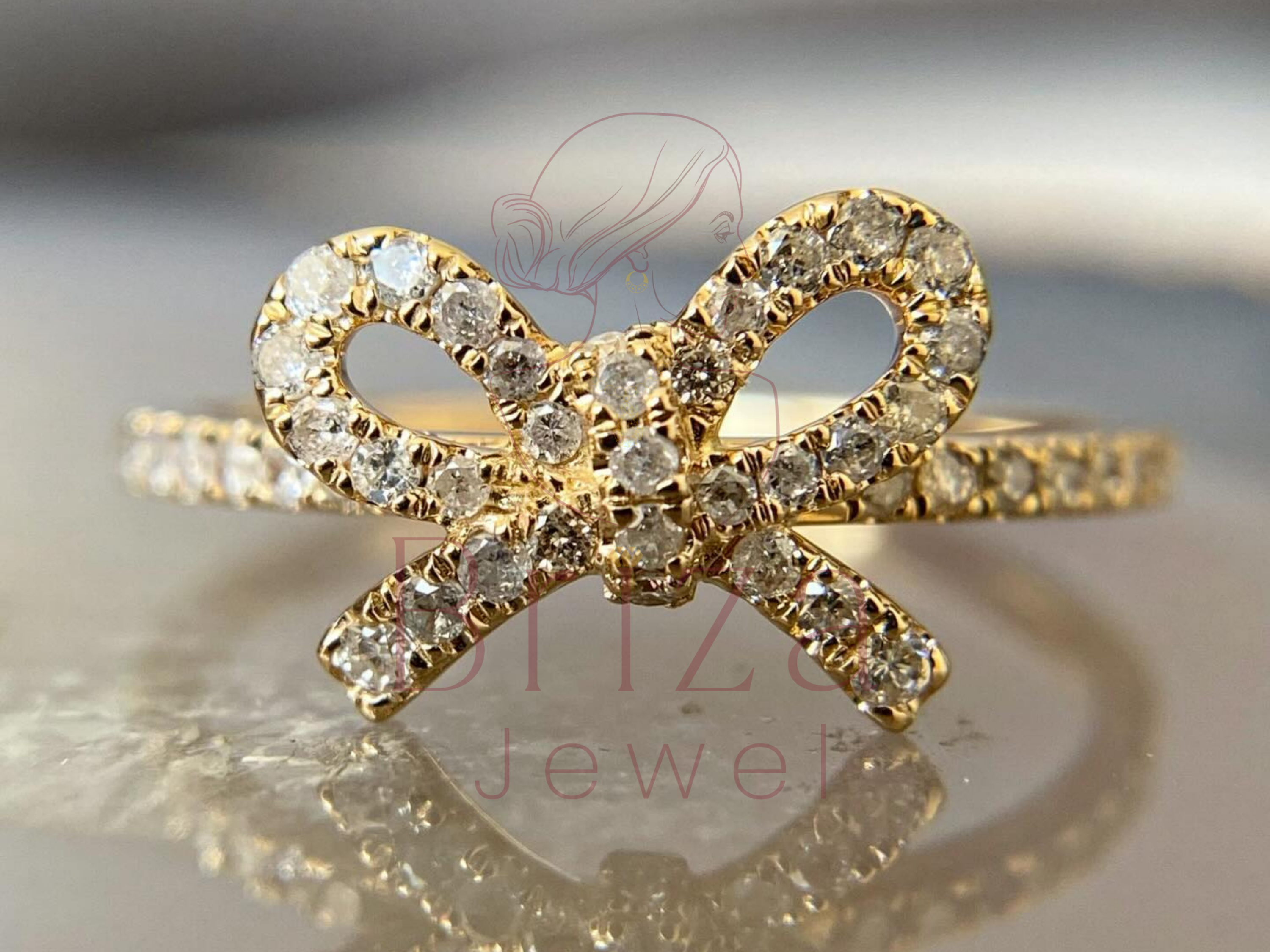 pandora bow ring inspired moissanite adjustable design