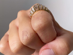 Baguette Diamond Wedding Band with Art Deco Lab Diamond Ring