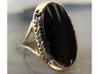 Women's Black Wedding Ring | Oval Black Gemstone Diamond