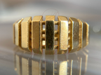 Vintage Hexagon Engagement Ring with Chunky Gold Band