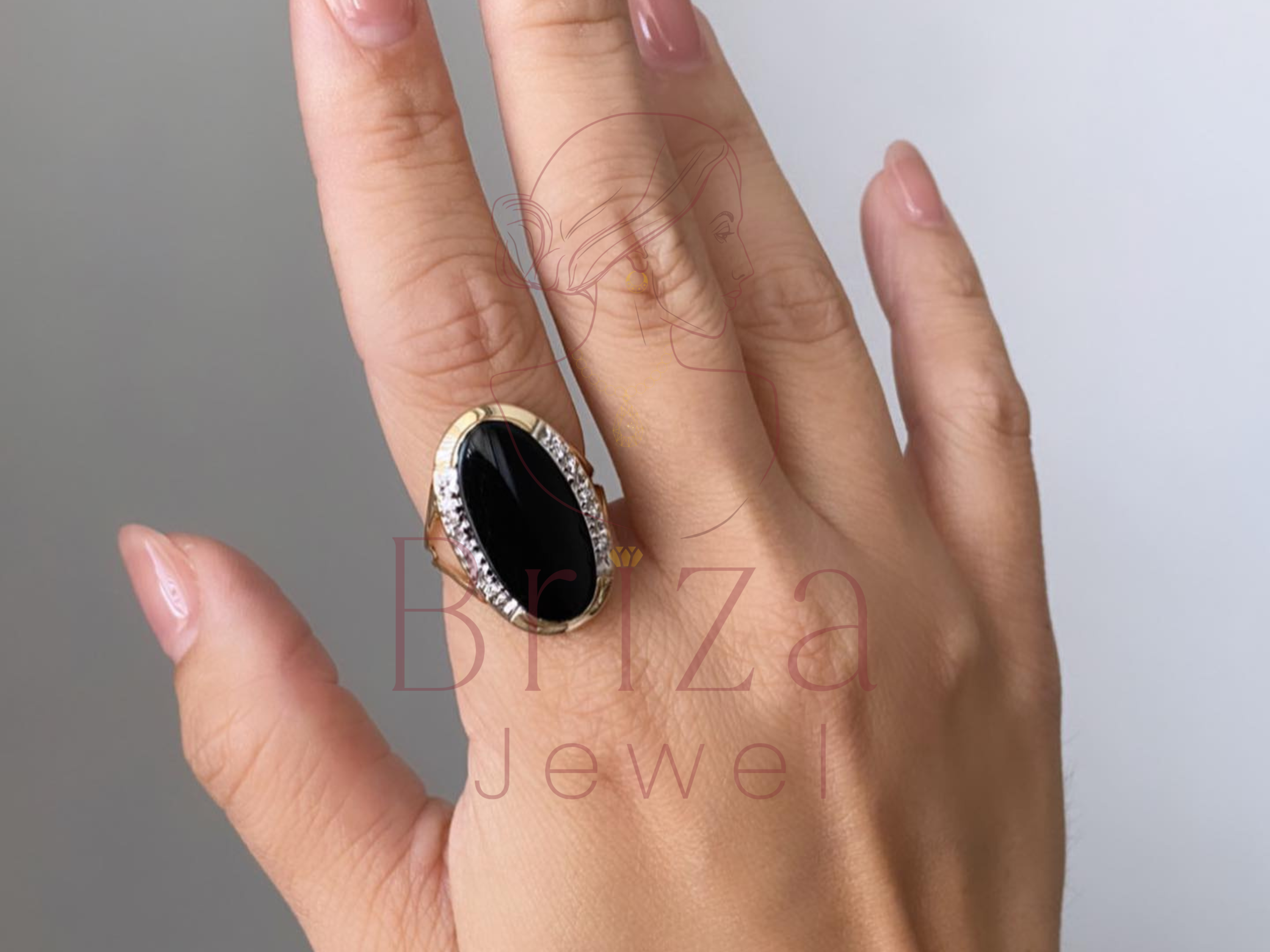 Women's Black Wedding Ring | Oval Black Gemstone Diamond