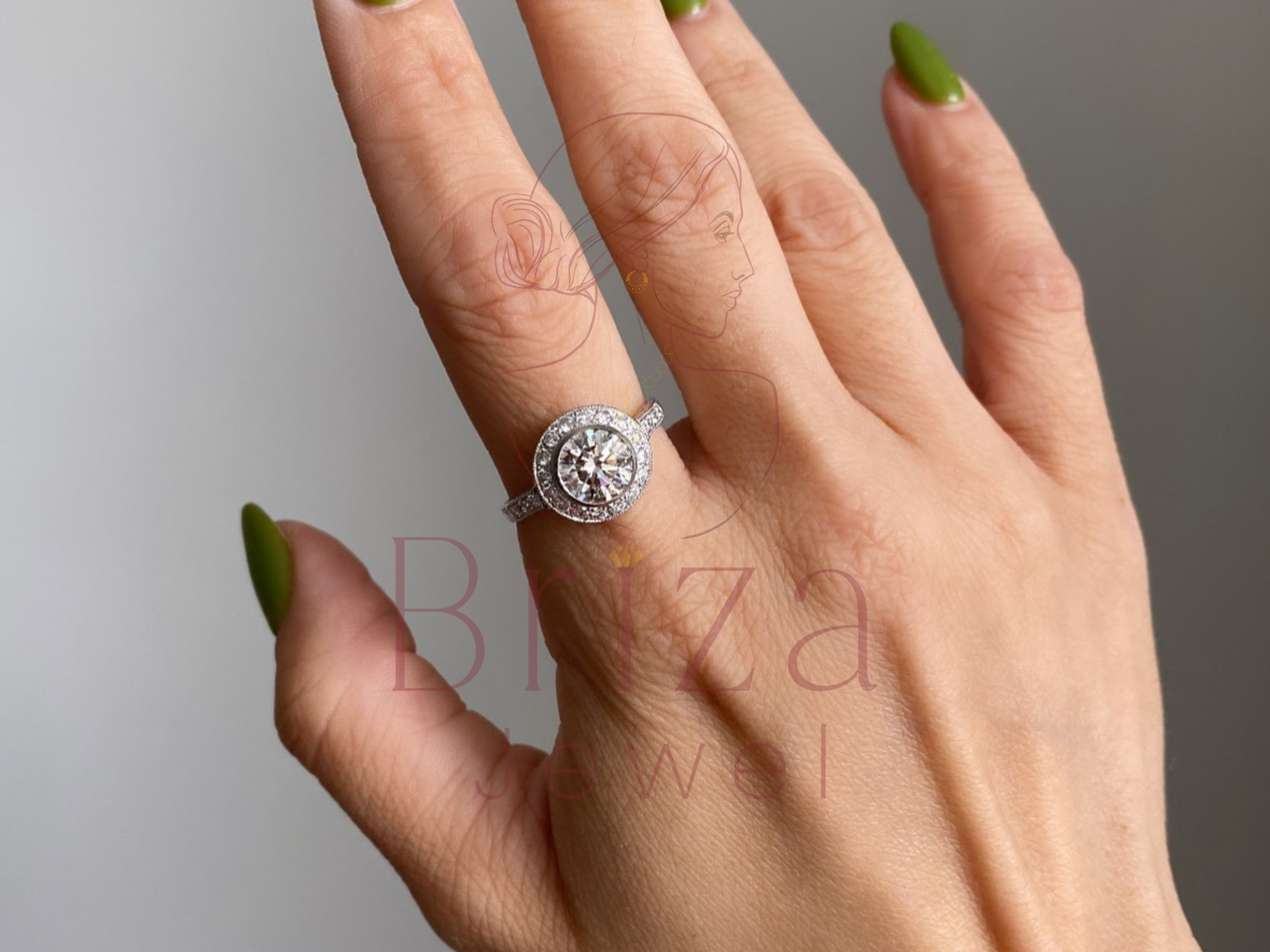 Halo Diamond Engagement Ring with 1.00 CT Round Cut