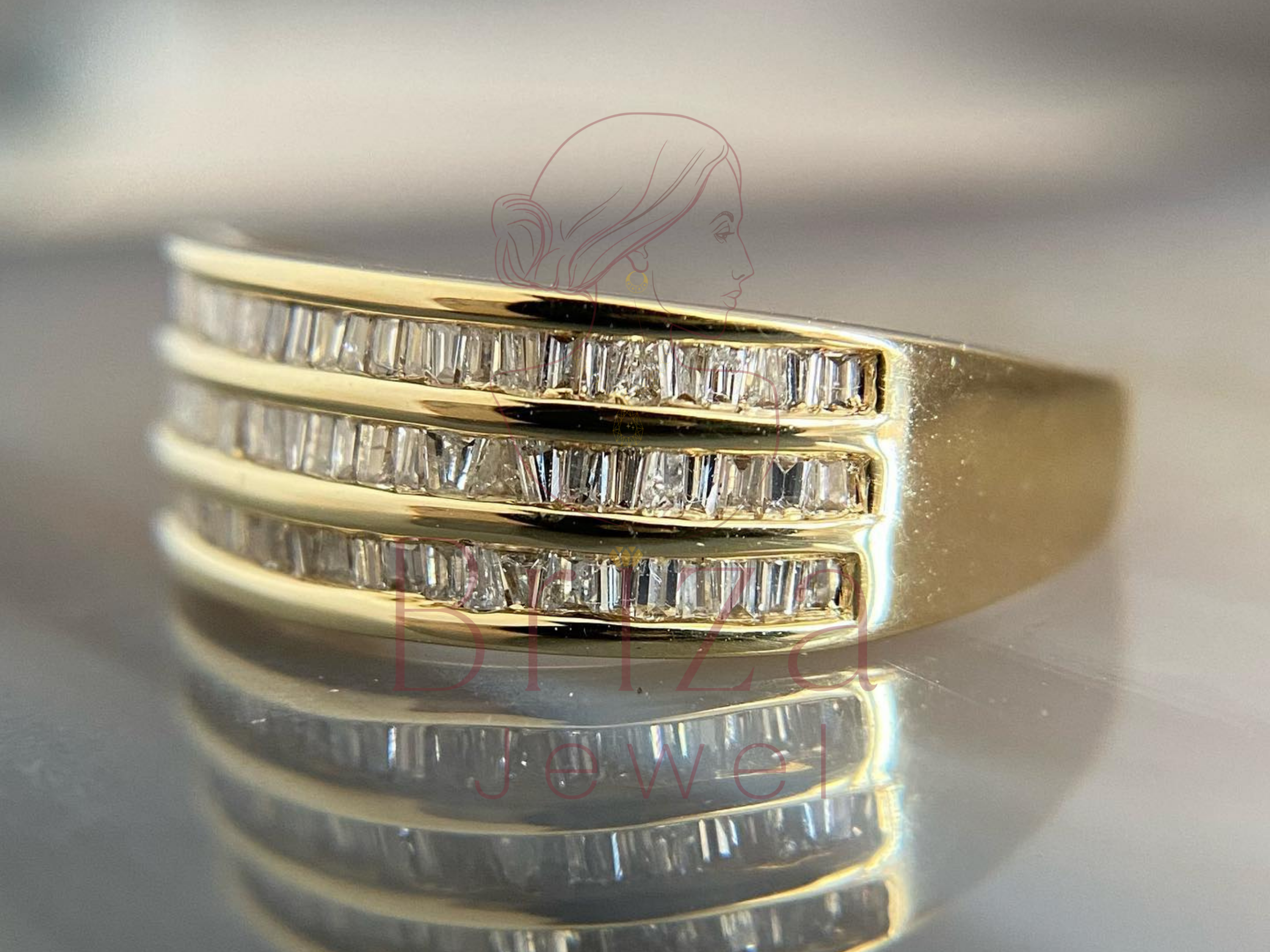 Luxury 14K Gold Diamond Band with Modern Geometric Design