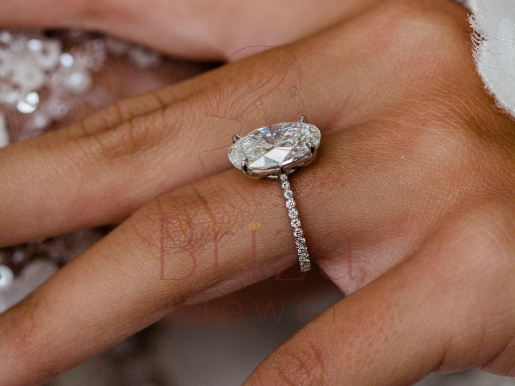 Ring Oval | Dainty Oval Cut Diamond Solitaire Wedding Band