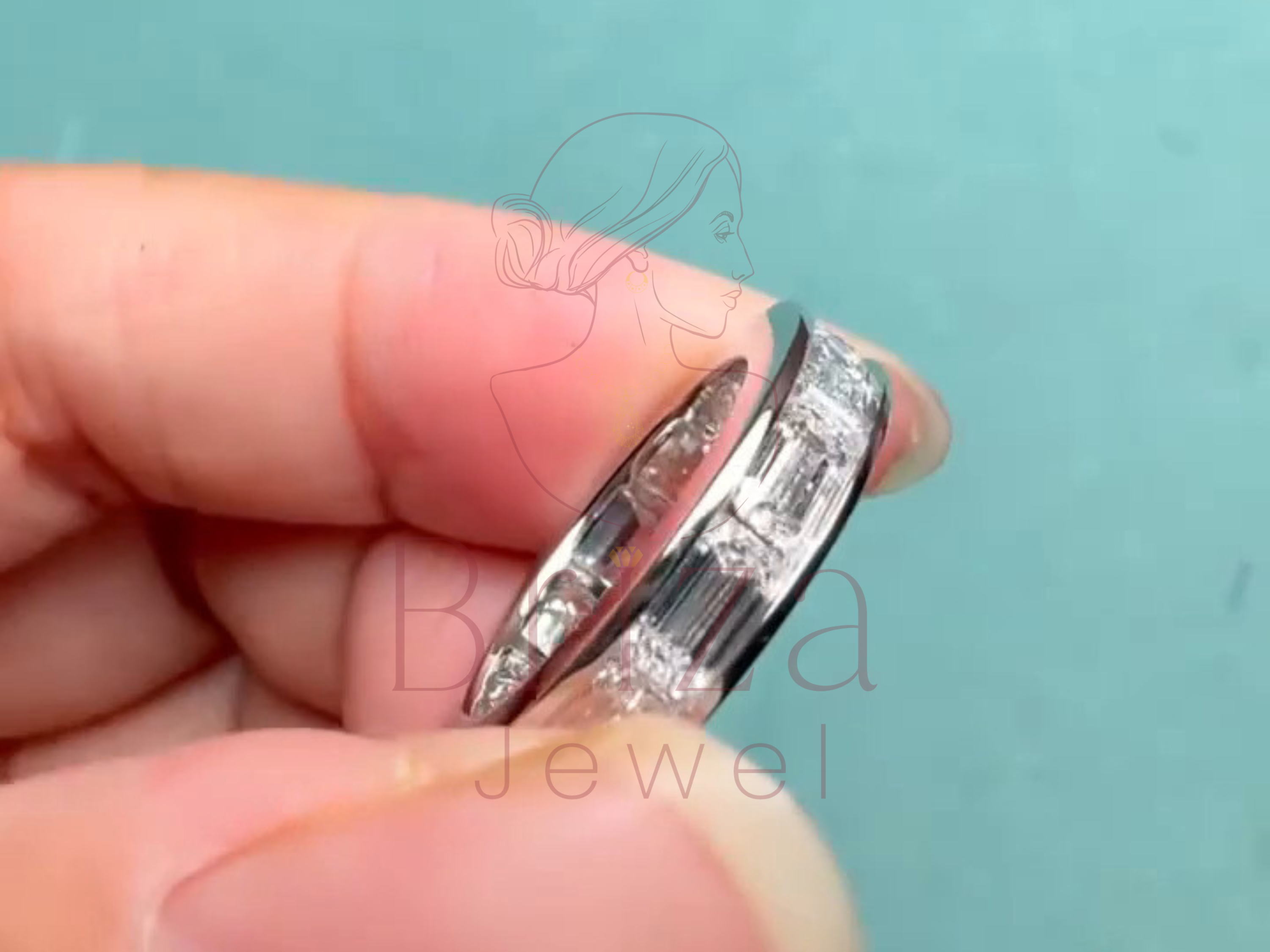 slim eternity band worn on hand